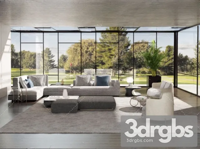 Livingroom Moderm Set 3D Model Download