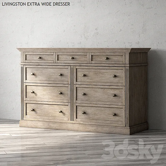 LIVINGSTON EXTRA WIDE DRESSER 3D Model LIVINGSTON EXTRA WIDE DRESSER 3D Model