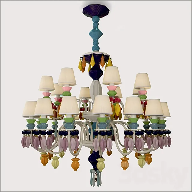 LLADRO _ BELLE DE NUIT CHANDELIER 24L MULTICOLOUR 3DModel LLADRO _ BELLE DE NUIT CHANDELIER 24L MULTICOLOUR 3DModel