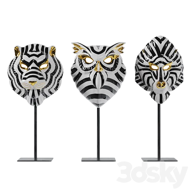 LLADRO SET ANIMAL MASK 3D Model LLADRO SET ANIMAL MASK 3D Model