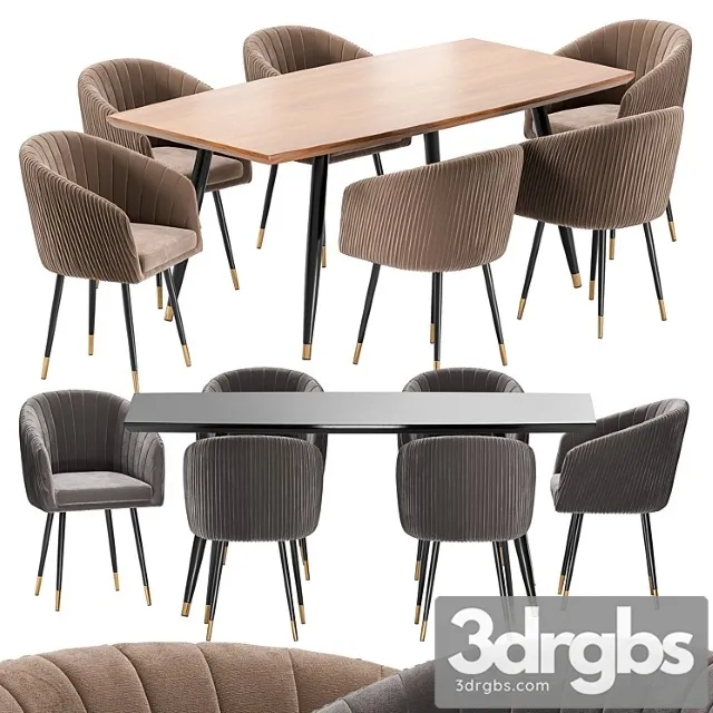 LM 7305 Dining Chair and Curve Table 3D Model Download