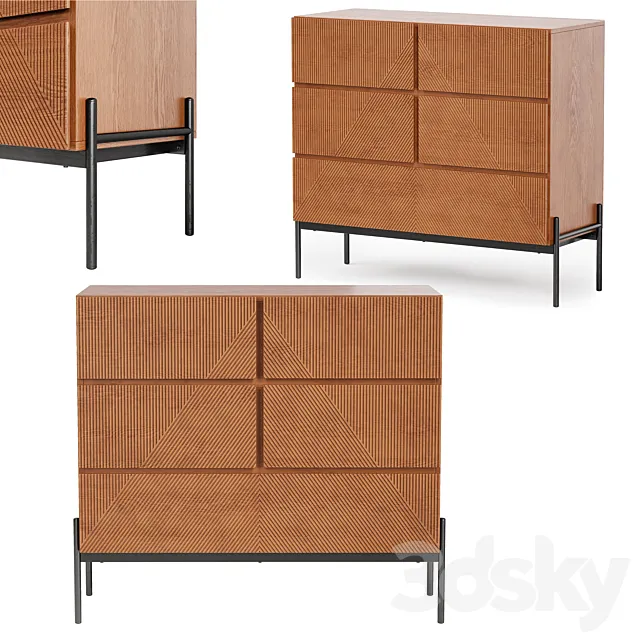 Lodge Chest of 5 drawers 3D Model Lodge Chest of 5 drawers 3D Model