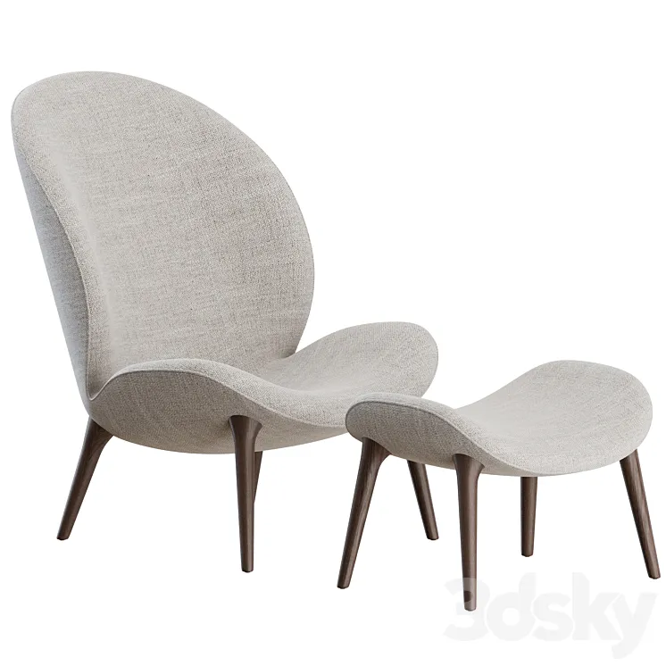 Lodge Lounge Chair + Footstool by Vipp 3D Model Free Download
