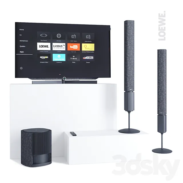 LOEWE TV set Bild 7.55 and speakers Klang 5 3D Model