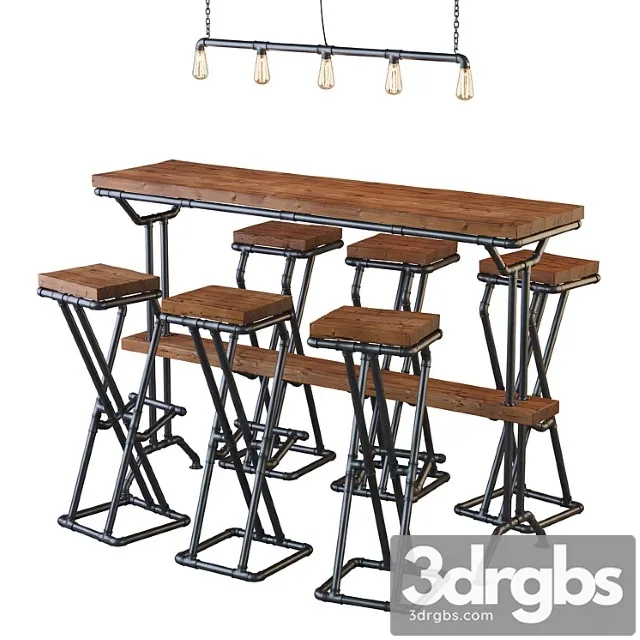 Loft bar of pipes 2 3D Model Download