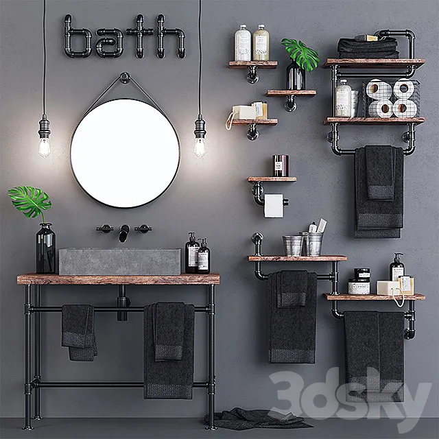 Loft Bathroom Set 3DModel
