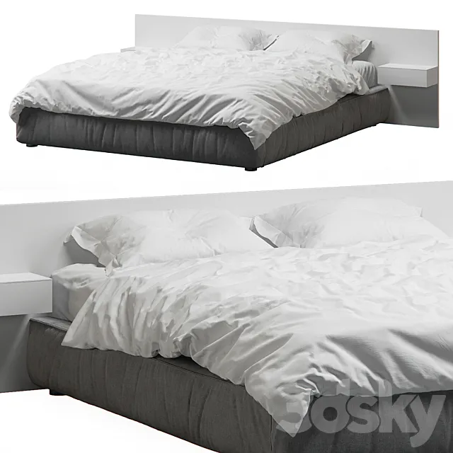 Loft Bed With Wood Headboard 3D Model Loft Bed With Wood Headboard 3D Model