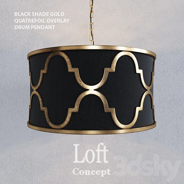 Loft concept – BLACK SHADE GOLD QUATREFOIL OVERLAY DRUM PENDANT 3DModel Loft concept – BLACK SHADE GOLD QUATREFOIL OVERLAY DRUM PENDANT 3DModel