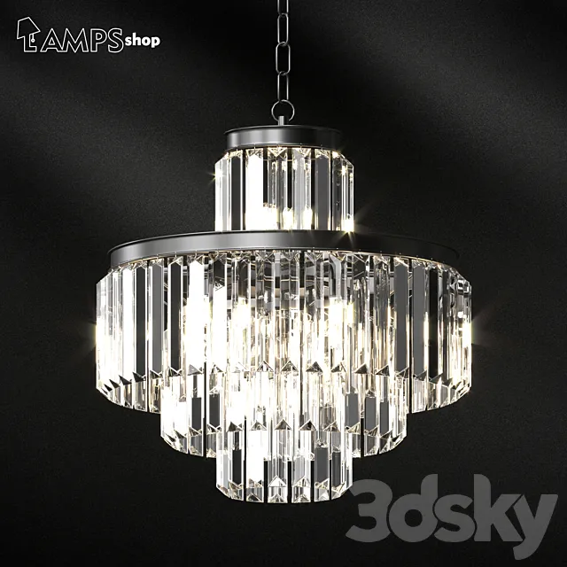 Loft Crystal Lamp 4 Circles 3D Model Loft Crystal Lamp 4 Circles 3D Model