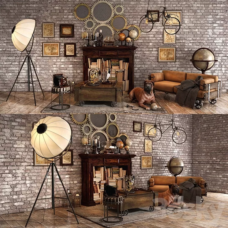 Loft decorative set 3D Model