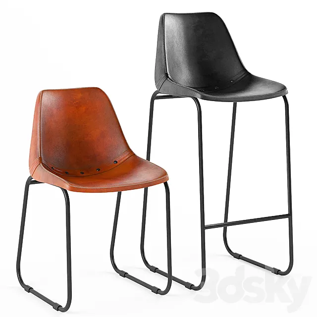 Loft Design chairs 007 and 014 model 3D Model Loft Design chairs 007 and 014 model 3D Model