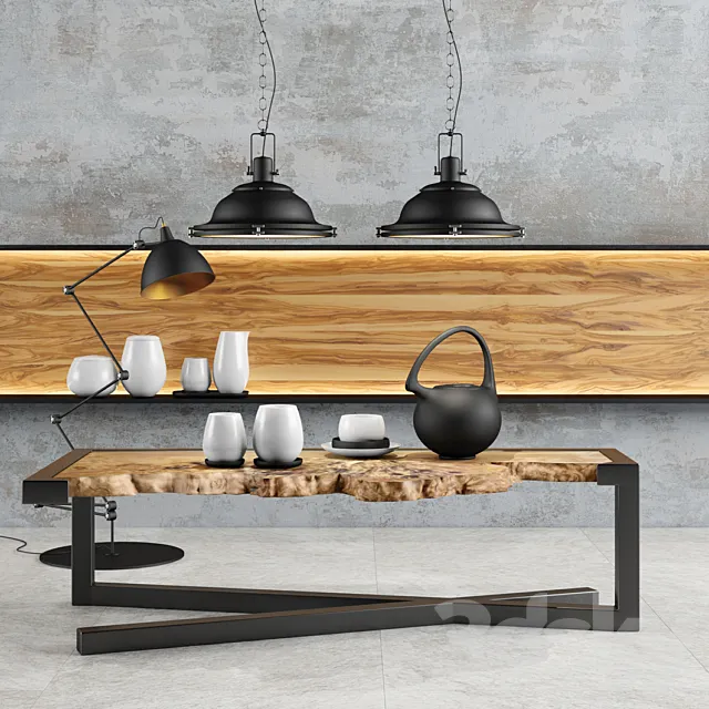 Loft lamp and table set 3D Model Loft lamp and table set 3D Model