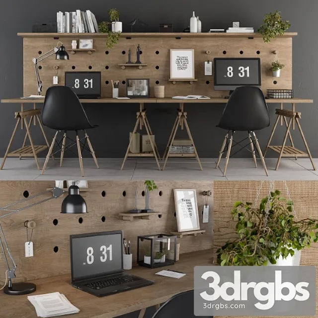 Loft style office 2 3D Model Download