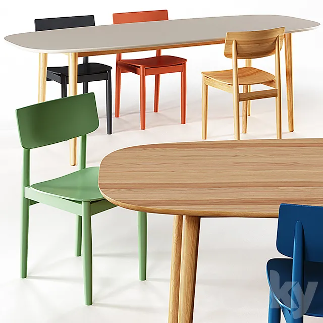 Loft table + chairs 3D Model