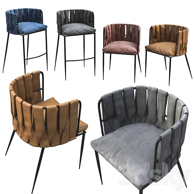 LoftDesign chair set 3D Model