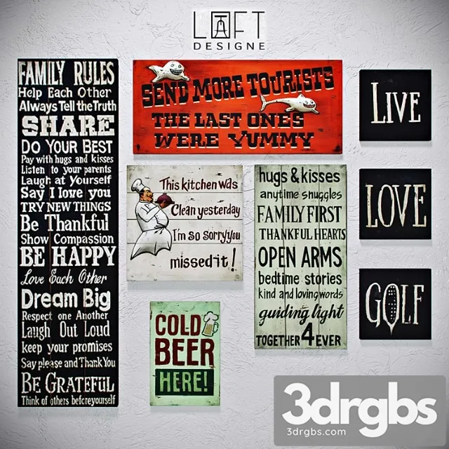 Loftdesign Nastiennyi Postier Set 001 3D Model Download