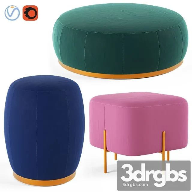 Loftdesigne poufs 2 3D Model Download