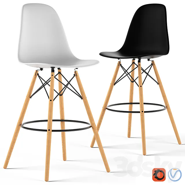 Loftdesigne Stool 3753 – Eames Plastic Stool 3D Model
