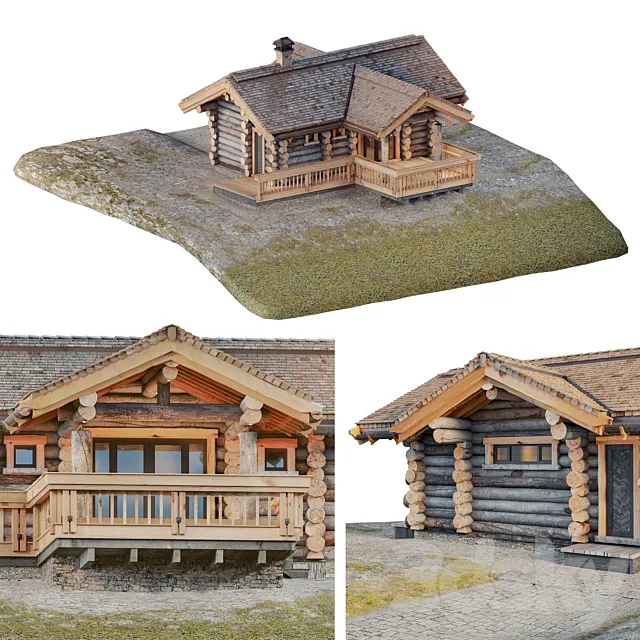 Log house-bath 3D Model