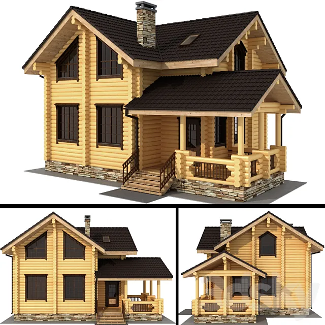 Log house made of logs 3D Model