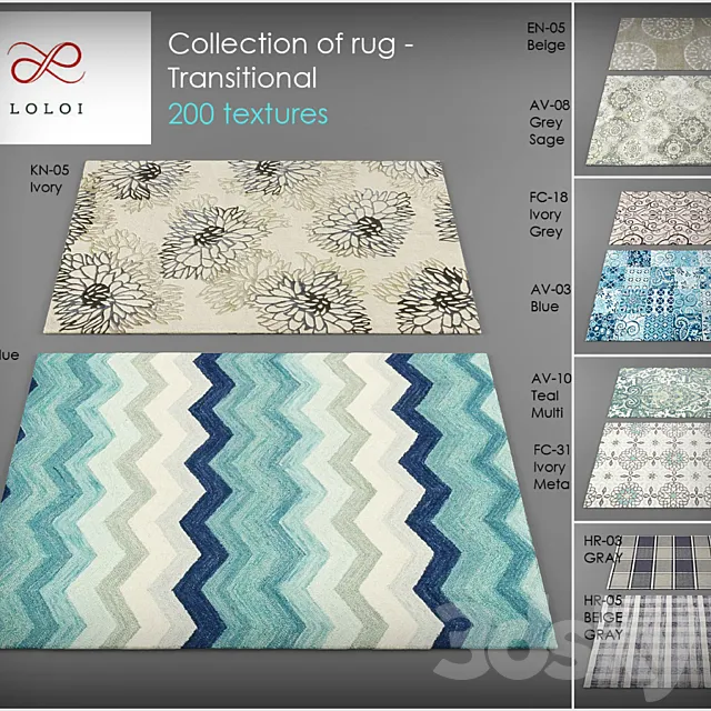Loloi rugs Collection of 3 3D Model Loloi rugs Collection of 3 3D Model