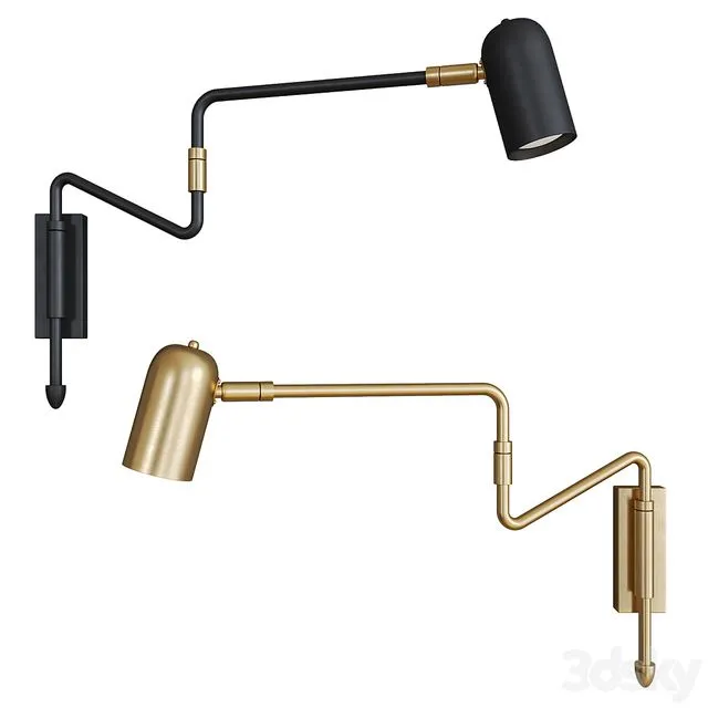 Long-Arm retractable wall lamp 3D Model Long-Arm retractable wall lamp 3D Model