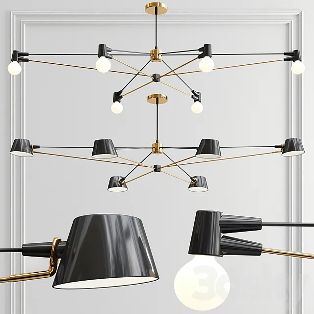 Long Cord & Long Pivot Chandelier 3D Model Long Cord & Long Pivot Chandelier 3D Model