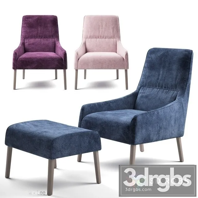 Long Island Armchair Footstool 3D Model Download Long Island Armchair Footstool 3D Model Download