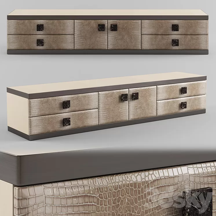 Longhi ASPEN Leather sideboard 3D Model Longhi ASPEN Leather sideboard 3D Model