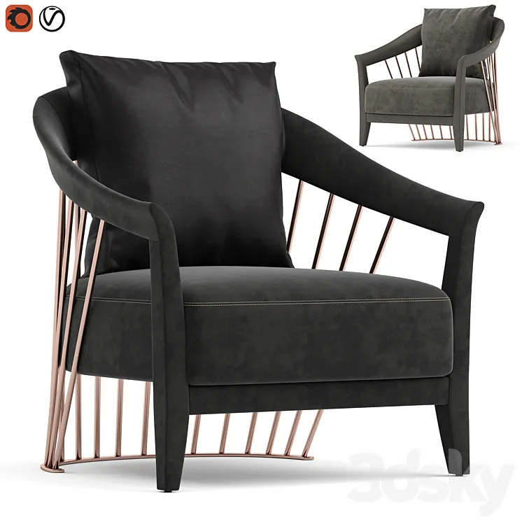 Longhi dorothy armchair 3D Model Free Download