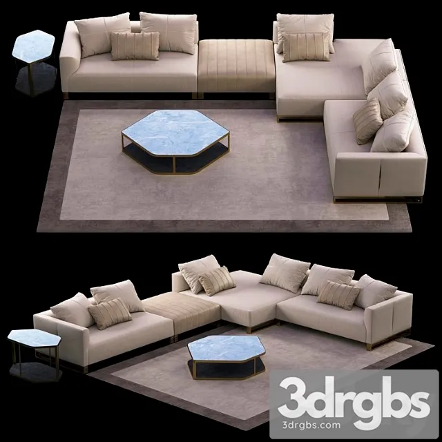 Longhi Fold Sofa 2 3D Model Download