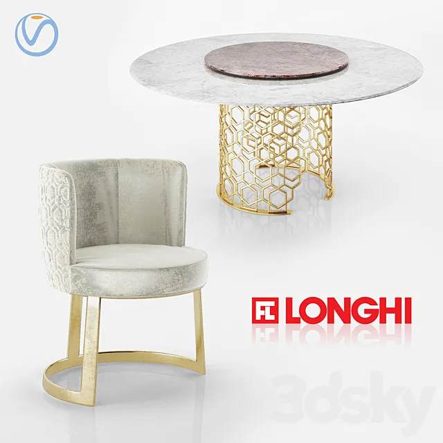 Longhi “MANFRED” table and “CLOE” chair 3D Model
