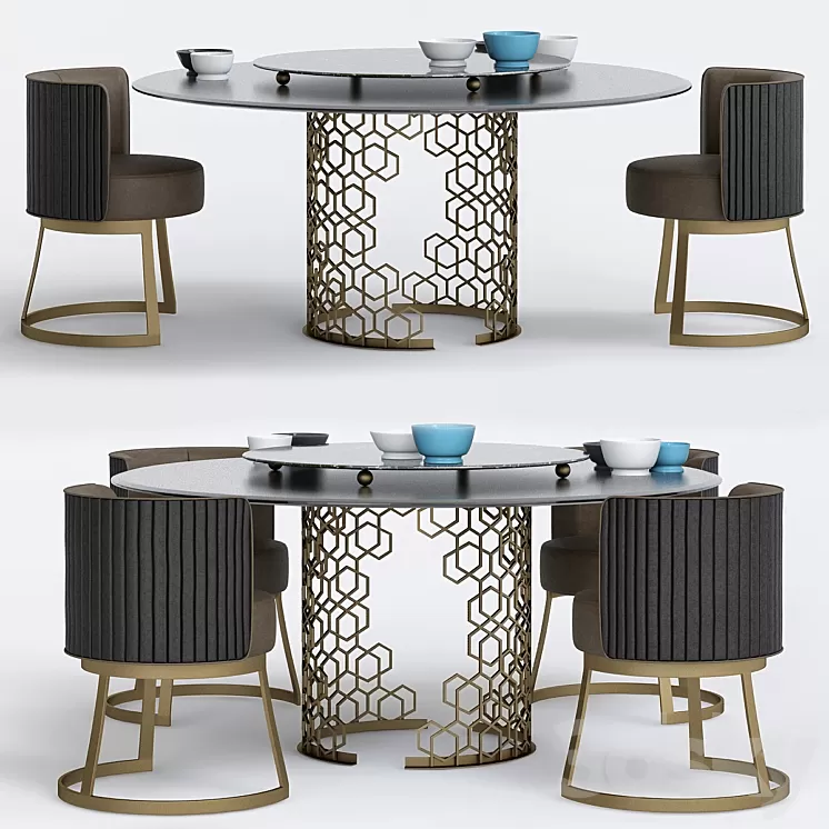 Longhi Manfred table Round crystal table 3D Model Longhi Manfred table Round crystal table 3D Model