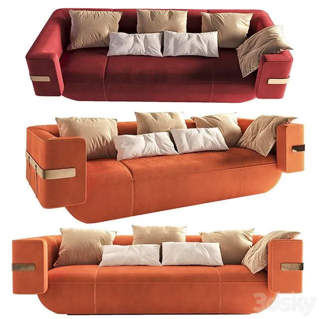 LONGHI-MI- Leather sofa 3D Model