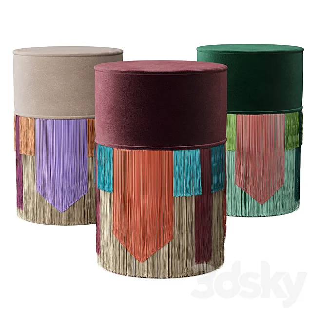 Lorenza Bozzoli COUTURE GEOMETRIC TIE POUF 3D Model Lorenza Bozzoli COUTURE GEOMETRIC TIE POUF 3D Model