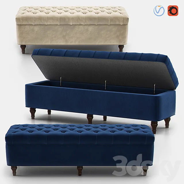 LORRAINE Tufted Storage Bench 3DModel