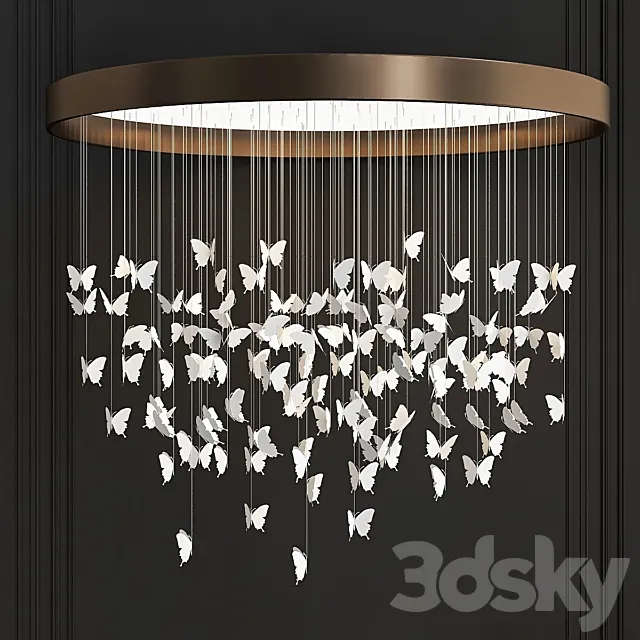 Lote 44 mariposas Chandelier Niagara 3DModel