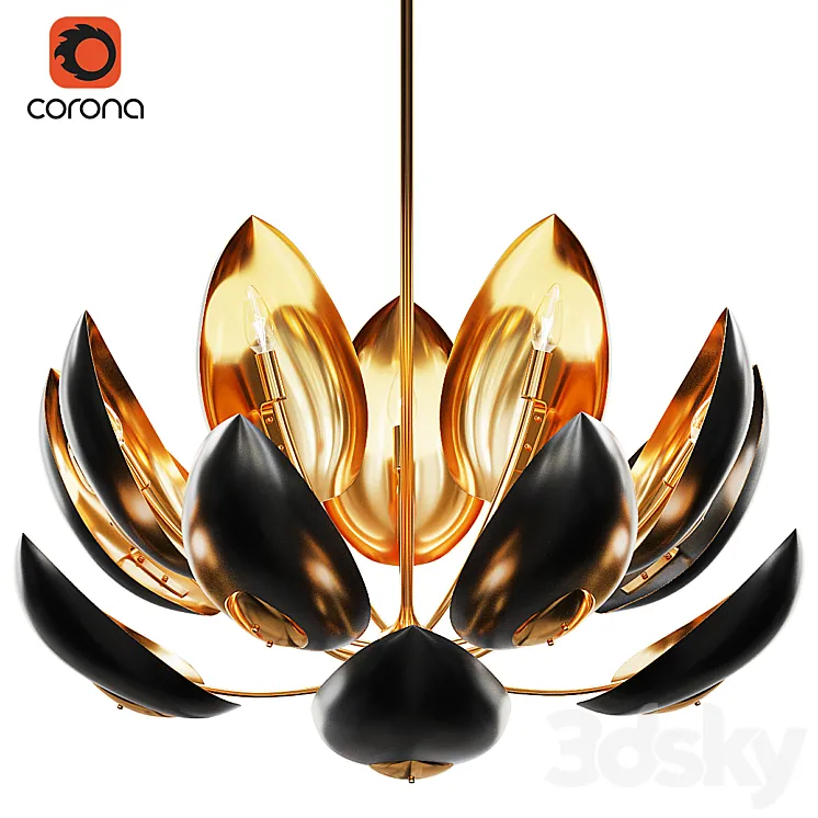 Lotus 16 Light Chandelier 3D Model Free Download