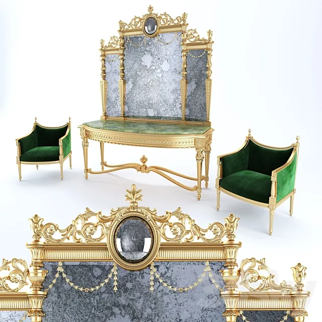 Louis XVI entrance console set 3DModel