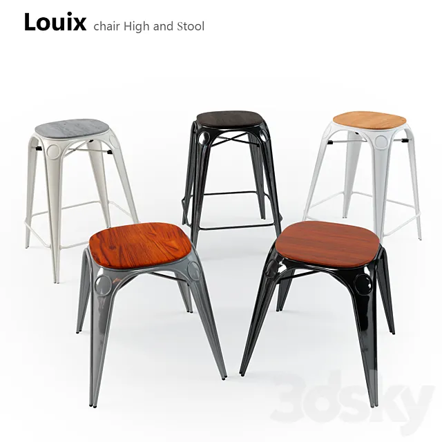 “Louix” chair and taburet_ “Louix” shair High and stool 3DModel