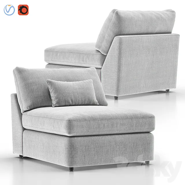 LOUNGE II Petite Outdoor Upholstered Armless Chair 3DModel LOUNGE II Petite Outdoor Upholstered Armless Chair 3DModel