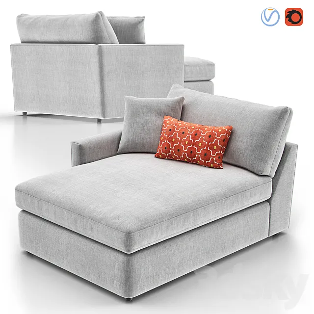 LOUNGE II PETITE Outdoor Upholstered Chaise 3D Model LOUNGE II PETITE Outdoor Upholstered Chaise 3D Model