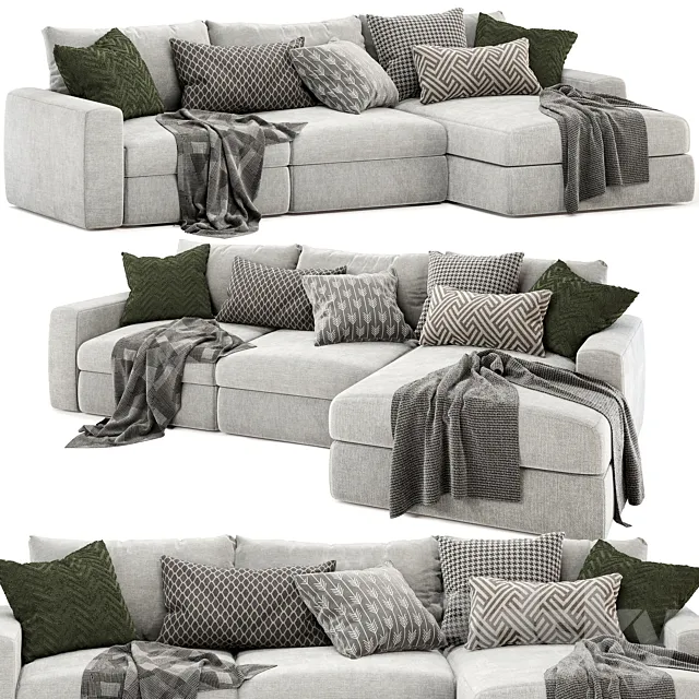 lounge sofa with chaise 3D Model lounge sofa with chaise 3D Model