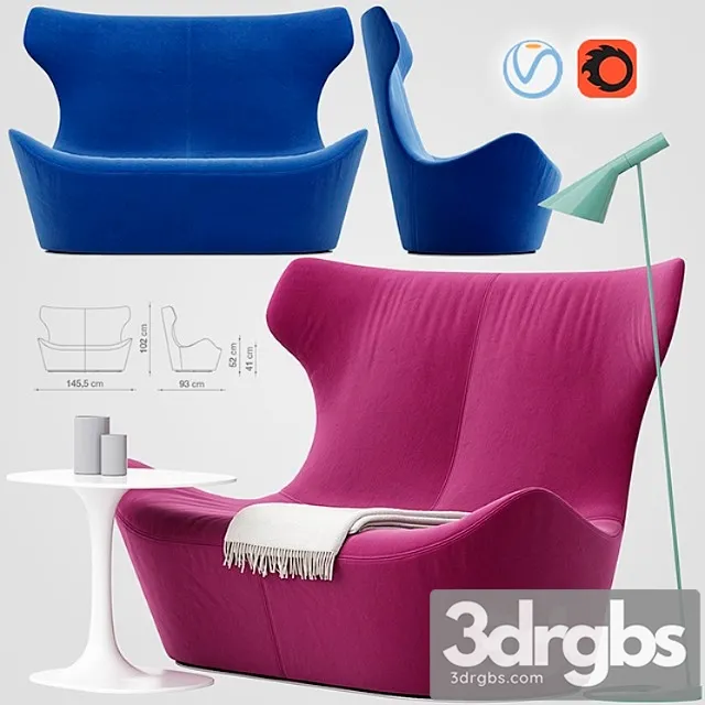 Love papilio sofa 2 3D Model Download