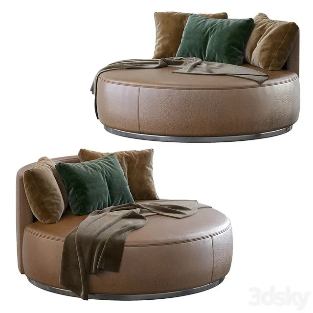 Love Seat Large Pouf Rugiano 3D Model