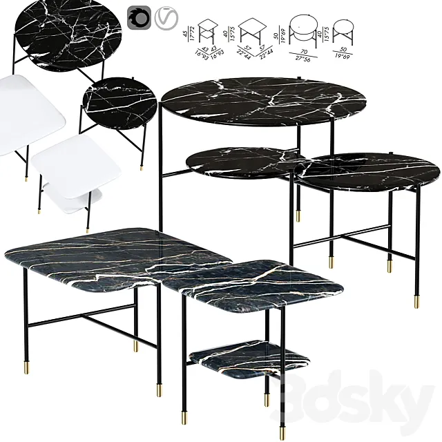 Low adrian tables set 3DModel