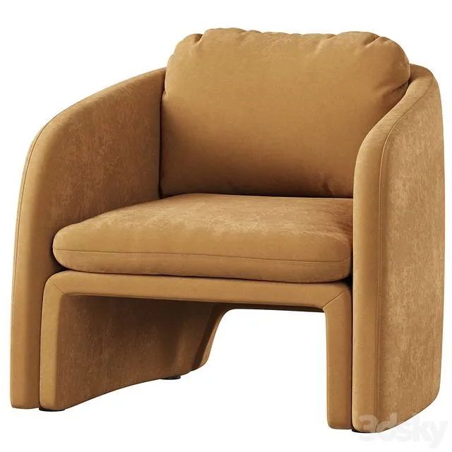 Low chair upholstered in suede Warren 3D Model Low chair upholstered in suede Warren 3D Model