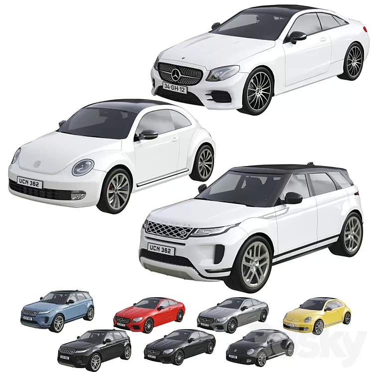 Low Poly Cars Set 3D Model