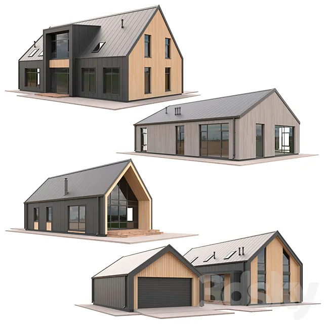 Low Poly Houses Set 04 3D Model