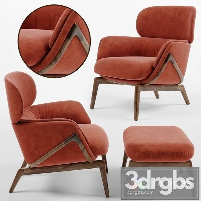 Luca Nichetto Elysia Lounge Chair Nino Ottoman 3D Model Download Luca Nichetto Elysia Lounge Chair Nino Ottoman 3D Model Download